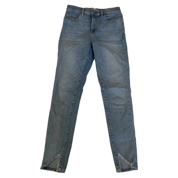 Levi’s 720 high rise super skinny light wash jeans cut in distressed hem - Picture 1 of 10